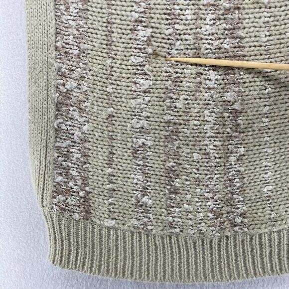 ESSENTIALS Sweater Womens L Chunky Slub Vest Boat Neck Pullover Beige Vintage 80 - Picture 13 of 14